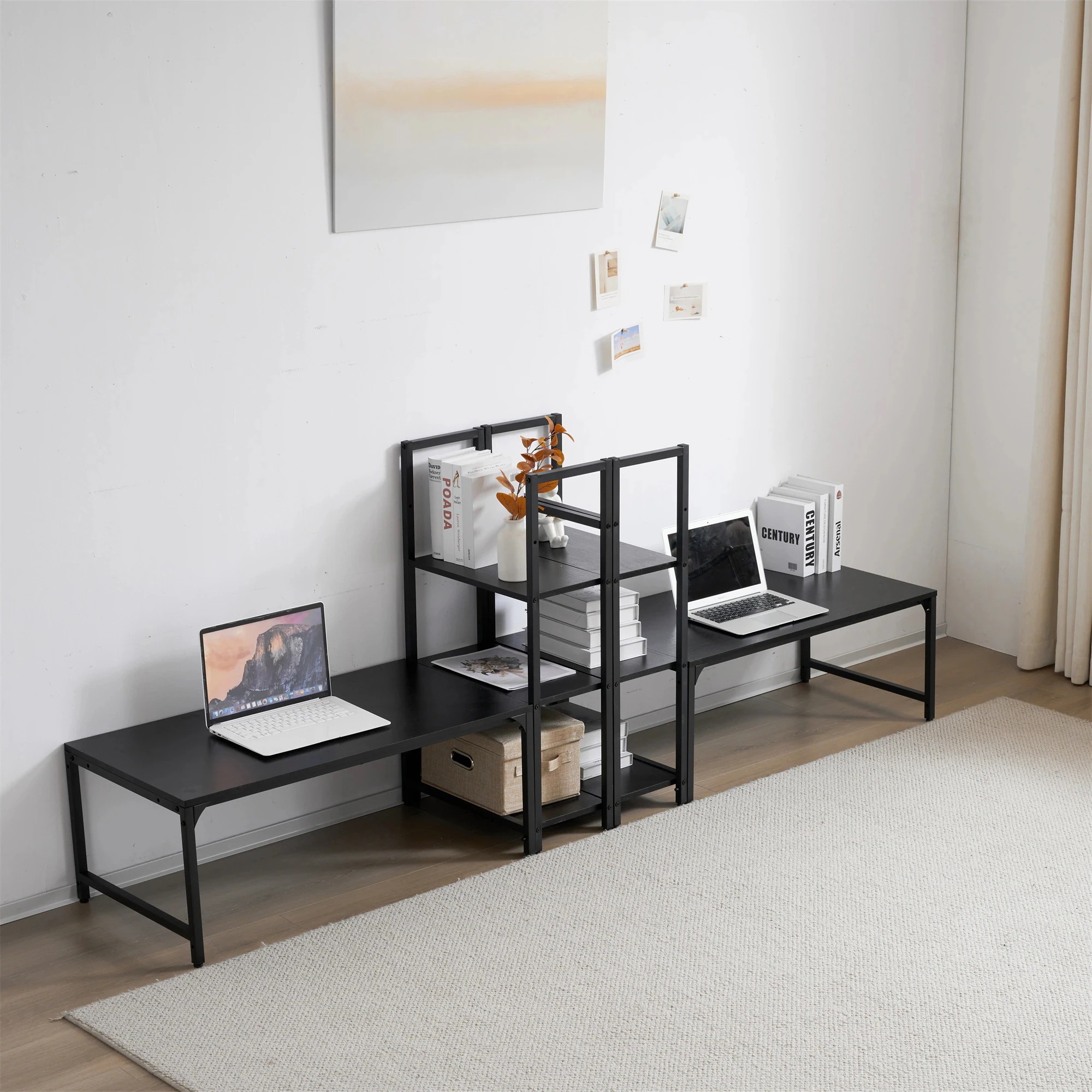 オフィスチェア+パソコンデスク セット ブラックパソコンデスク ラック付き デスク ワークデスク 木製 学習デスク オフィスチェア+パソコンデスク セット ブラックパソコンデスク ラック付き デスク ワークデスク 木製 学習デスク