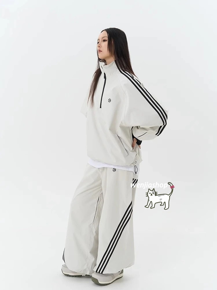 スノーボードウェア 25 上下セット メンズ レディース アウター ジャケット パンツ ズボン ゆったり ストライプ ヒョウ柄 黒 白 スノーウェア スキーウェア スノボウェア韓国風 防水防風防寒 スノーボードウェア 25 上下セット メンズ レディース アウター ジャケット パンツ ズボン ゆったり ストライプ ヒョウ柄 黒 白 スノーウェア スキーウェア スノボウェア韓国風 防水防風防寒