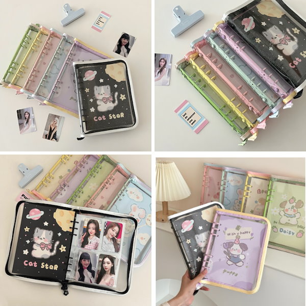 Qoo10] バインダー ラメ クリア A5 6穴 バ