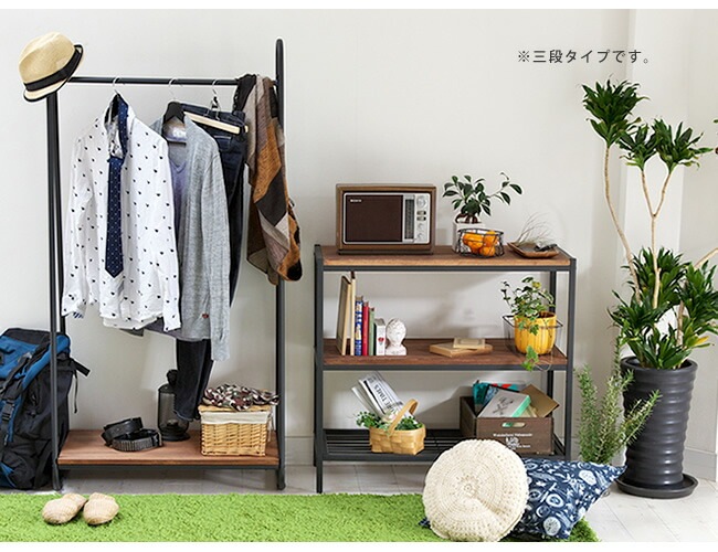 住まいスタイル 天然木製シェルフ4段 簡単組立 4段 アンティーク モダン ナチュラル オイル ミッドセンチュリー ウッド スタイリッシュ シンプル シェルフ ラック ハンガー インテリア