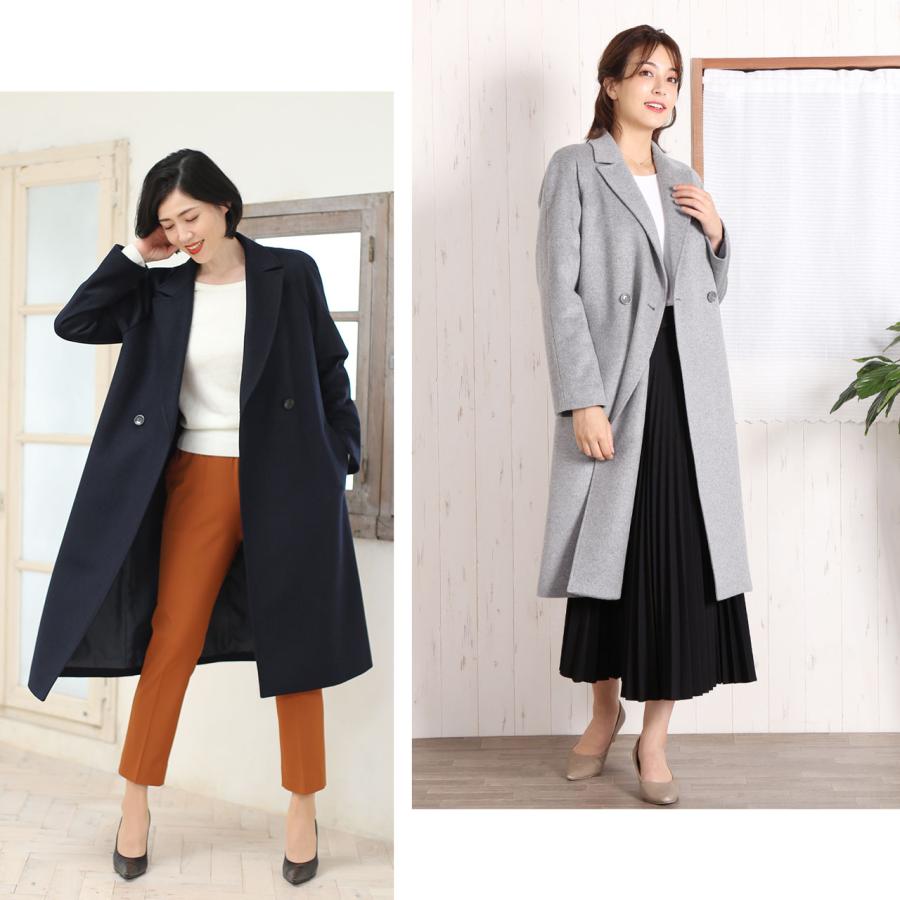 ロング チェスターコート レディース カシミヤ ブレンド ウール アウター ロング丈 ゆったり サイズ ラグラン コート 秋冬 (02000281r)