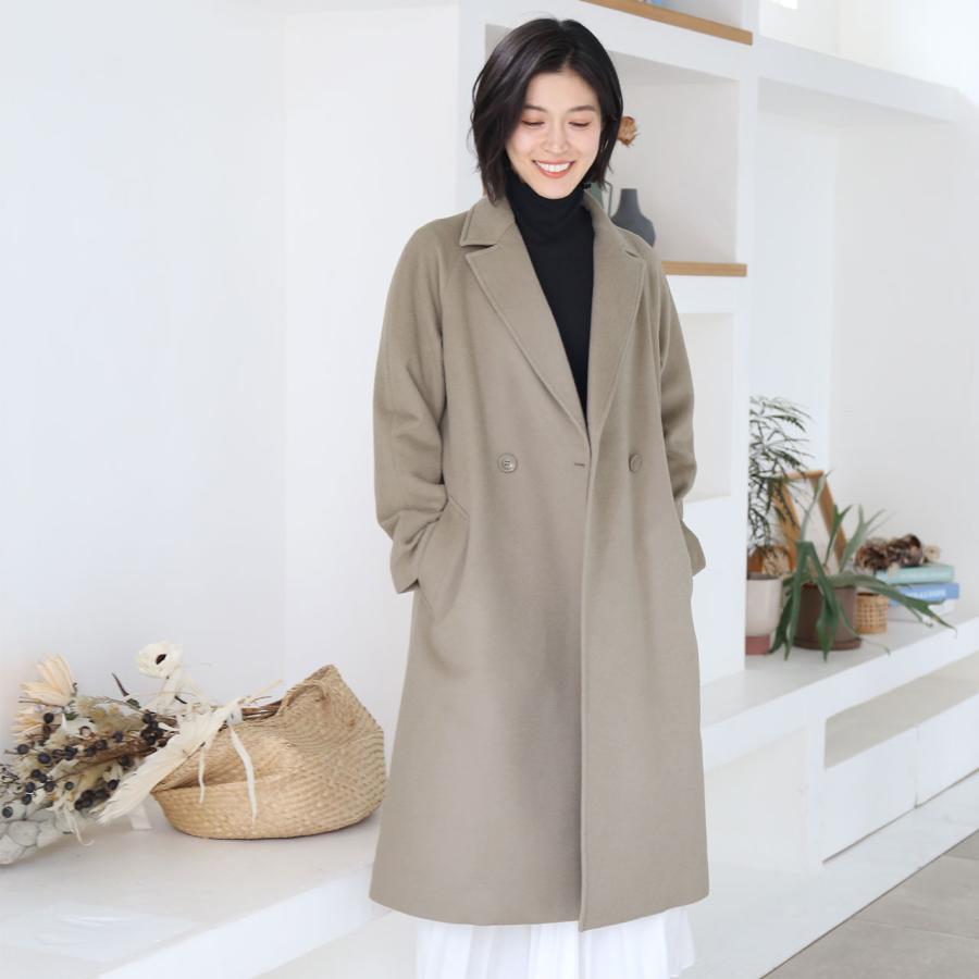 ロング チェスターコート レディース カシミヤ ブレンド ウール アウター ロング丈 ゆったり サイズ ラグラン コート 秋冬 (02000281r)
