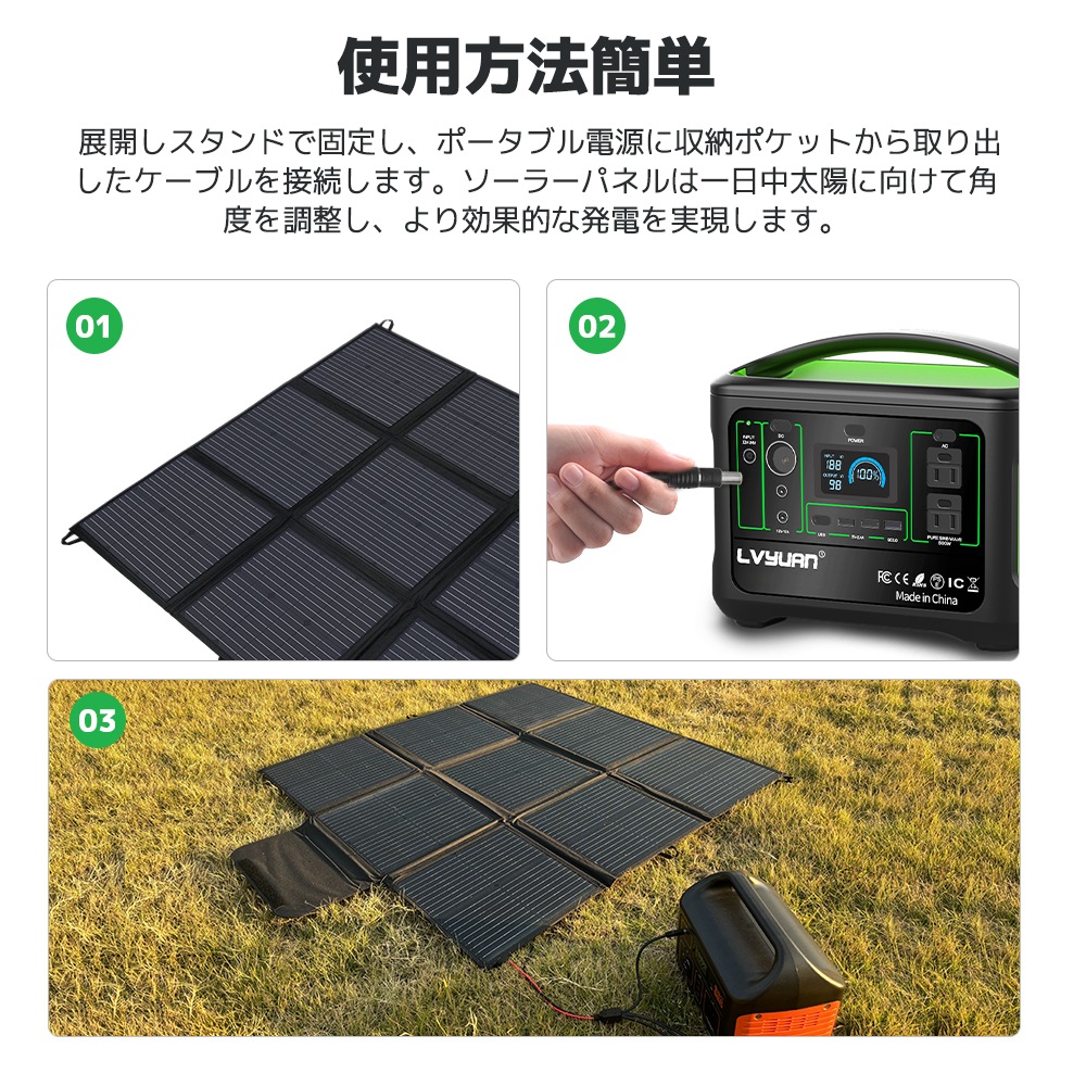 ソーラーパネル 200W 折畳式 キャンプ・災害対策 ソーラーパネル 200W