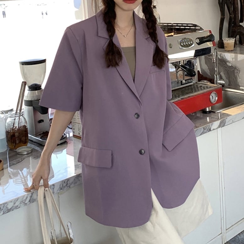2color レディース テーラードジャケット 半袖 ジャケット オーバージャケット 2color レディース テーラードジャケット 半袖 ジャケット オーバージャケット