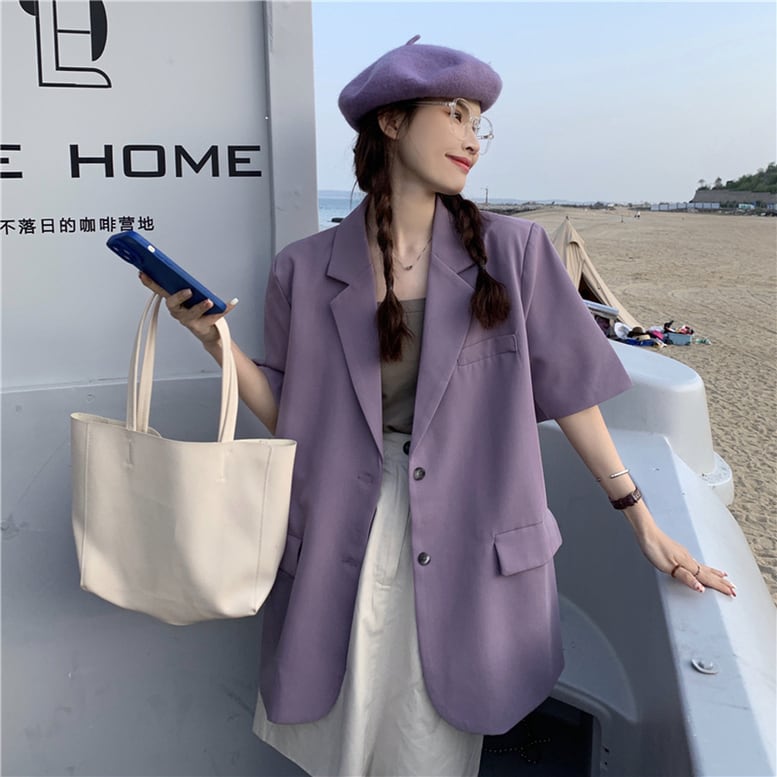 2color レディース テーラードジャケット 半袖 ジャケット オーバージャケット 2color レディース テーラードジャケット 半袖 ジャケット オーバージャケット