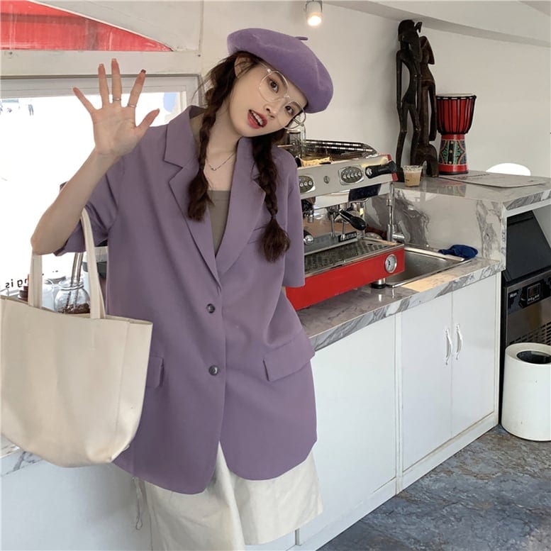 2color レディース テーラードジャケット 半袖 ジャケット オーバージャケット 2color レディース テーラードジャケット 半袖 ジャケット オーバージャケット