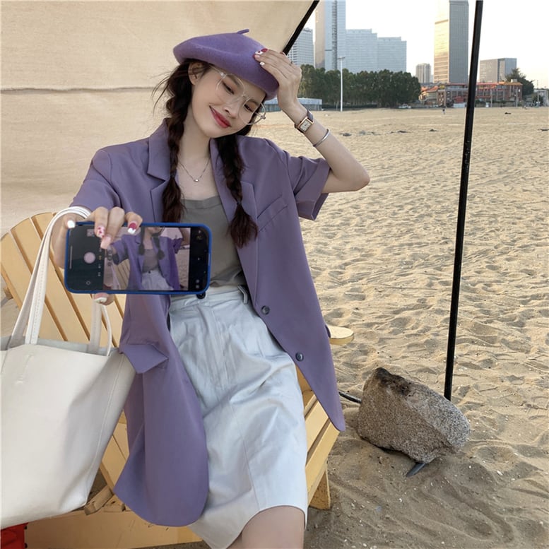 2color レディース テーラードジャケット 半袖 ジャケット オーバージャケット 2color レディース テーラードジャケット 半袖 ジャケット オーバージャケット