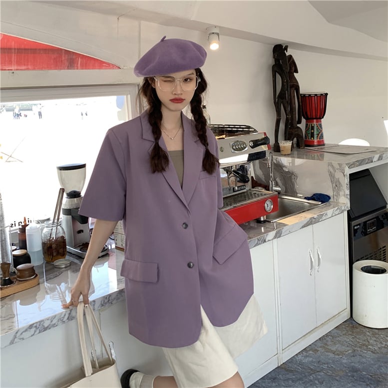 2color レディース テーラードジャケット 半袖 ジャケット オーバージャケット 2color レディース テーラードジャケット 半袖 ジャケット オーバージャケット