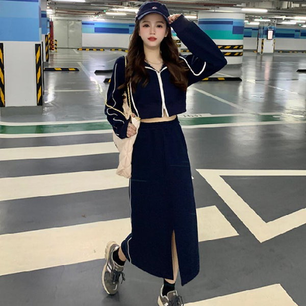 Qoo10] 2点セットパーカースカートスウェットセッ