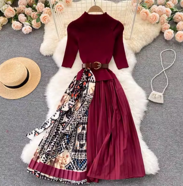 レディース フェイクツーピース ドレス ワンピース 民族衣装風 ニットドレス ニットワンピース パーティー ミモレ ロング 半袖 5分袖 ラウンドネック Aライン プリーツ フリンジ ウエストマーク レディース フェイクツーピース ドレス ワンピース 民族衣装風 ニットドレス ニットワンピース パーティー ミモレ ロング 半袖 5分袖 ラウンドネック Aライン プリーツ フリンジ ウエストマーク