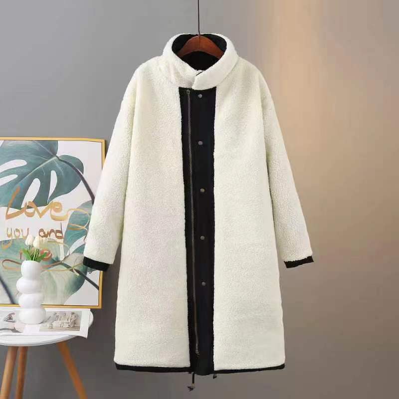 2025冬新作 ミディアムレングス大きいサイズ中綿コート冬厚手暖かい中綿服ラムウールワークコート