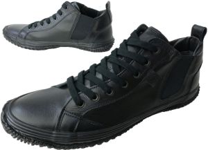 スピングルムーブ メンズ スニーカー ミッドカット サイドゴア カジュアルシューズ 日本製 メイドインジャパン 靴 ブラック/ブラック 黒 SPM-442 SPINGLE MOVE