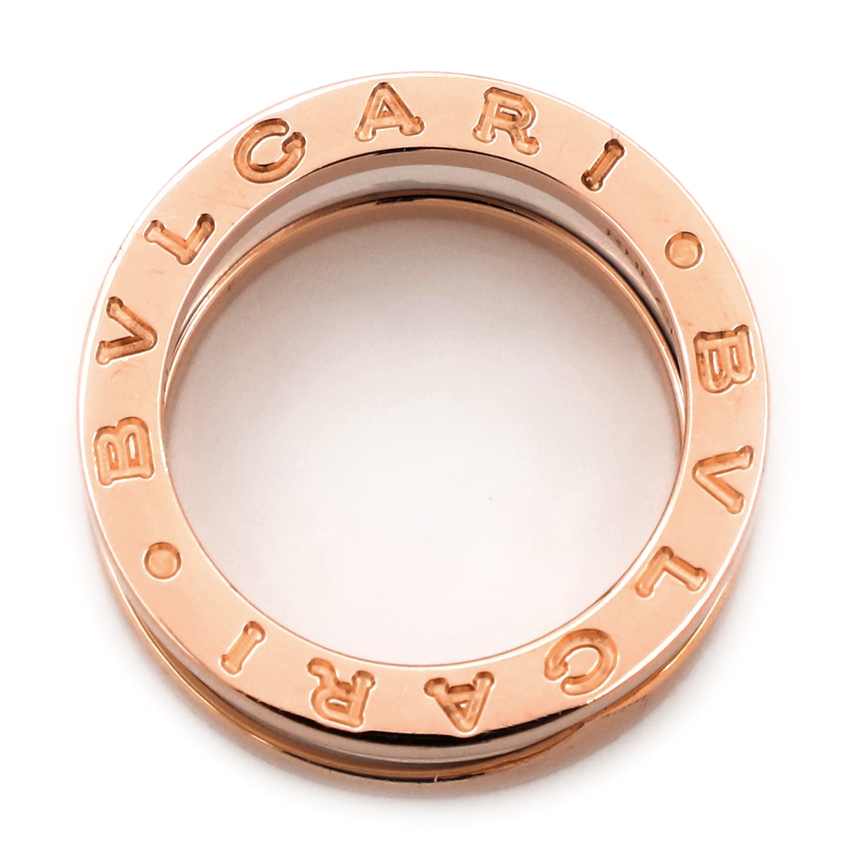 ブルガリ BVLGARI リング 指輪 ビーゼロワン B-zero1 2バンド K18PG セラミック ホワイト×ピンクゴールド #48(JP8) 750 Au750 18金 7.5号 AN85596