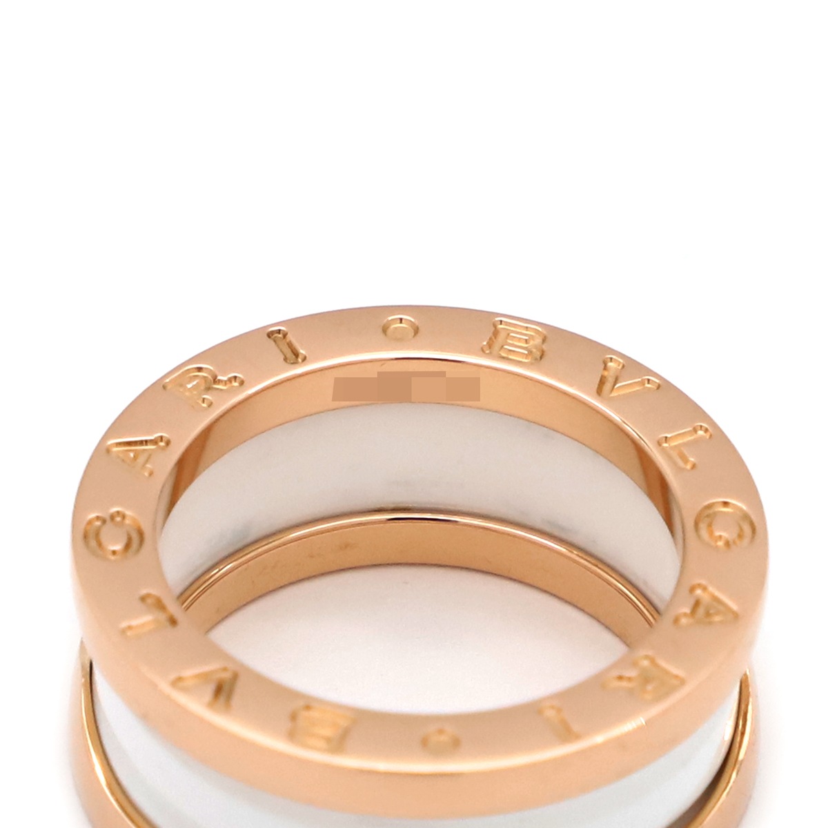 ブルガリ BVLGARI リング 指輪 ビーゼロワン B-zero1 2バンド K18PG セラミック ホワイト×ピンクゴールド #48(JP8) 750 Au750 18金 7.5号 AN85596