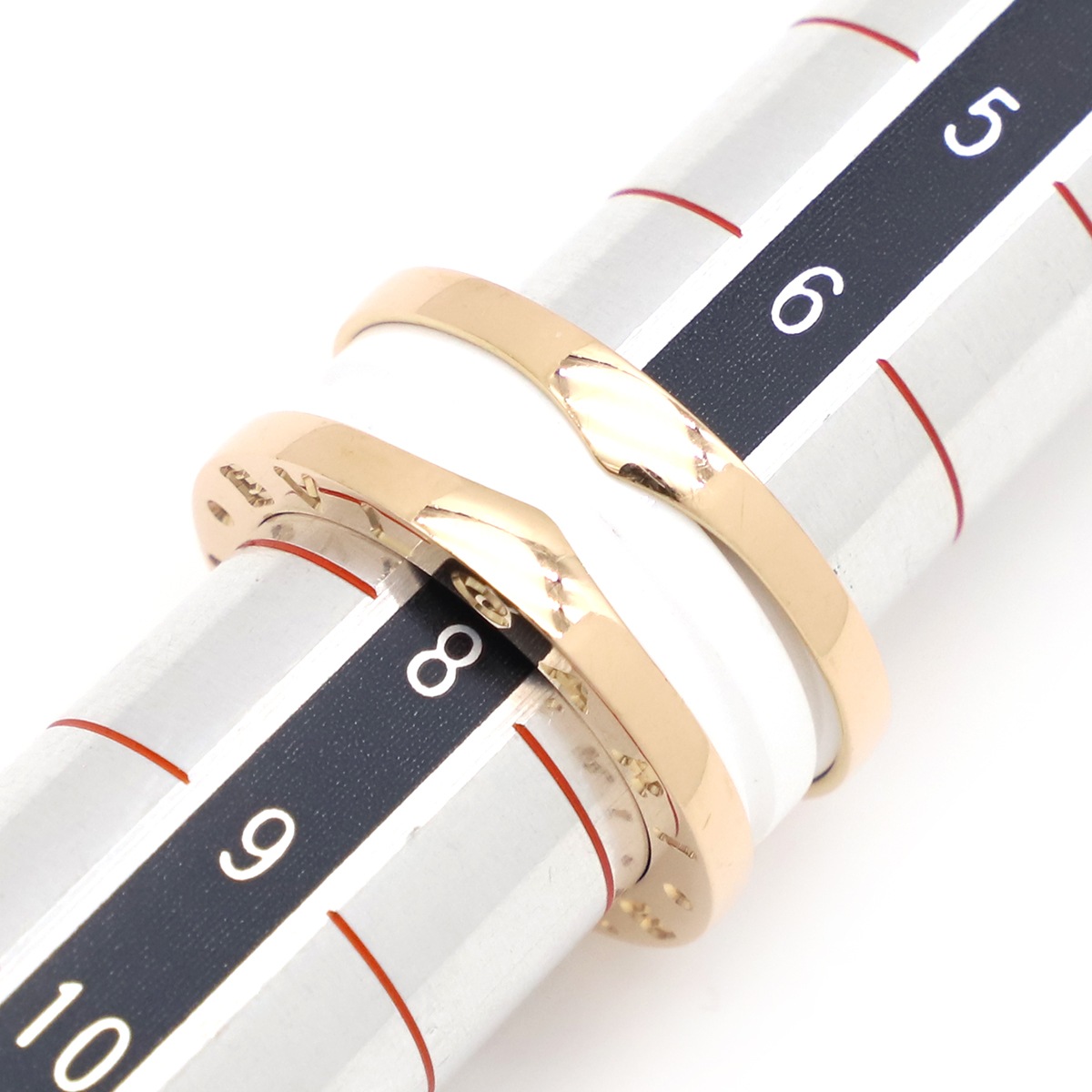 ブルガリ BVLGARI リング 指輪 ビーゼロワン B-zero1 2バンド K18PG セラミック ホワイト×ピンクゴールド #48(JP8) 750 Au750 18金 7.5号 AN85596