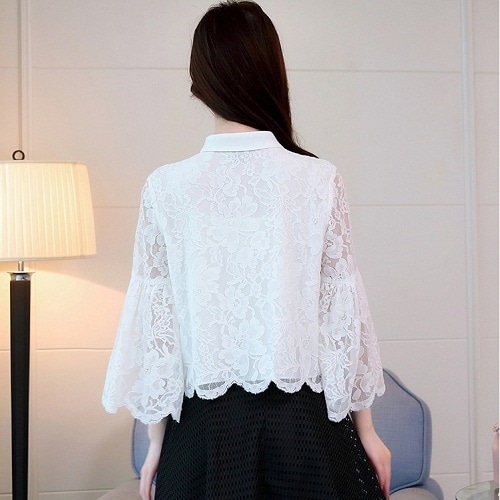 2061.リボンタイフレアスリーブレーストップス(ホワイト) 2061.リボンタイフレアスリーブレーストップス(ホワイト)