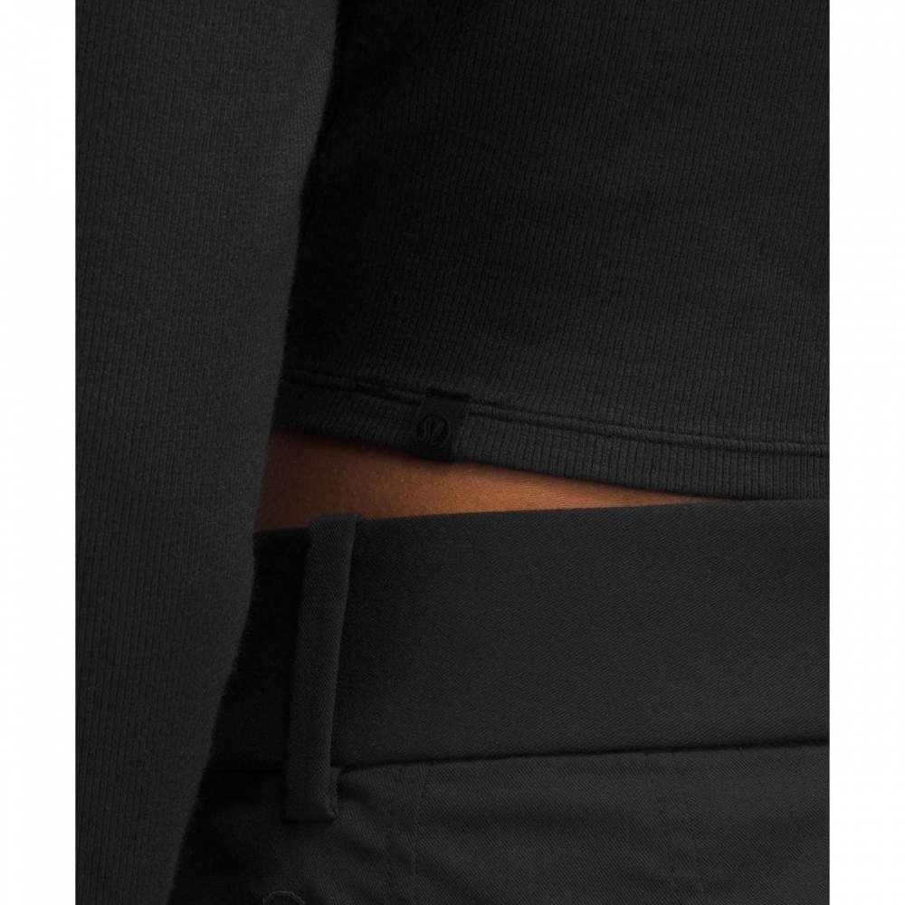 30% ホールドタイツストライプハムクロップドロングスリーブ-BLK