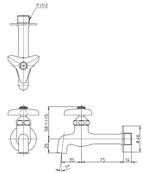 三栄 SANEI 胴長横水栓 Y20J-13 三栄 SANEI 胴長横水栓 Y20J-13
