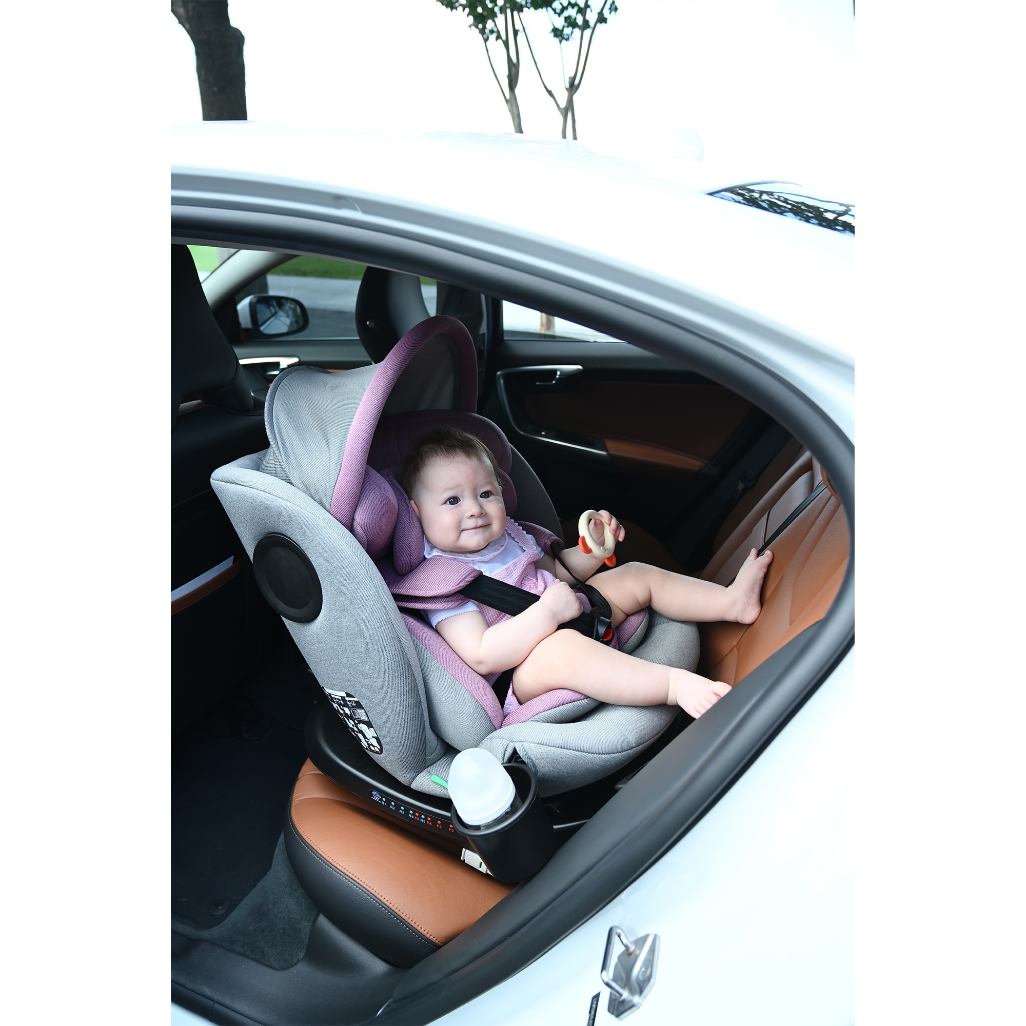 【国内出荷】【トップテザータイプ】チャイルドシート 新生児 ISOFIX 0歳～12歳 360度回転式 40～150cm ジュニアシート 調節可能 洗える キャノピー付き ベビーシート ドリンクホルダ