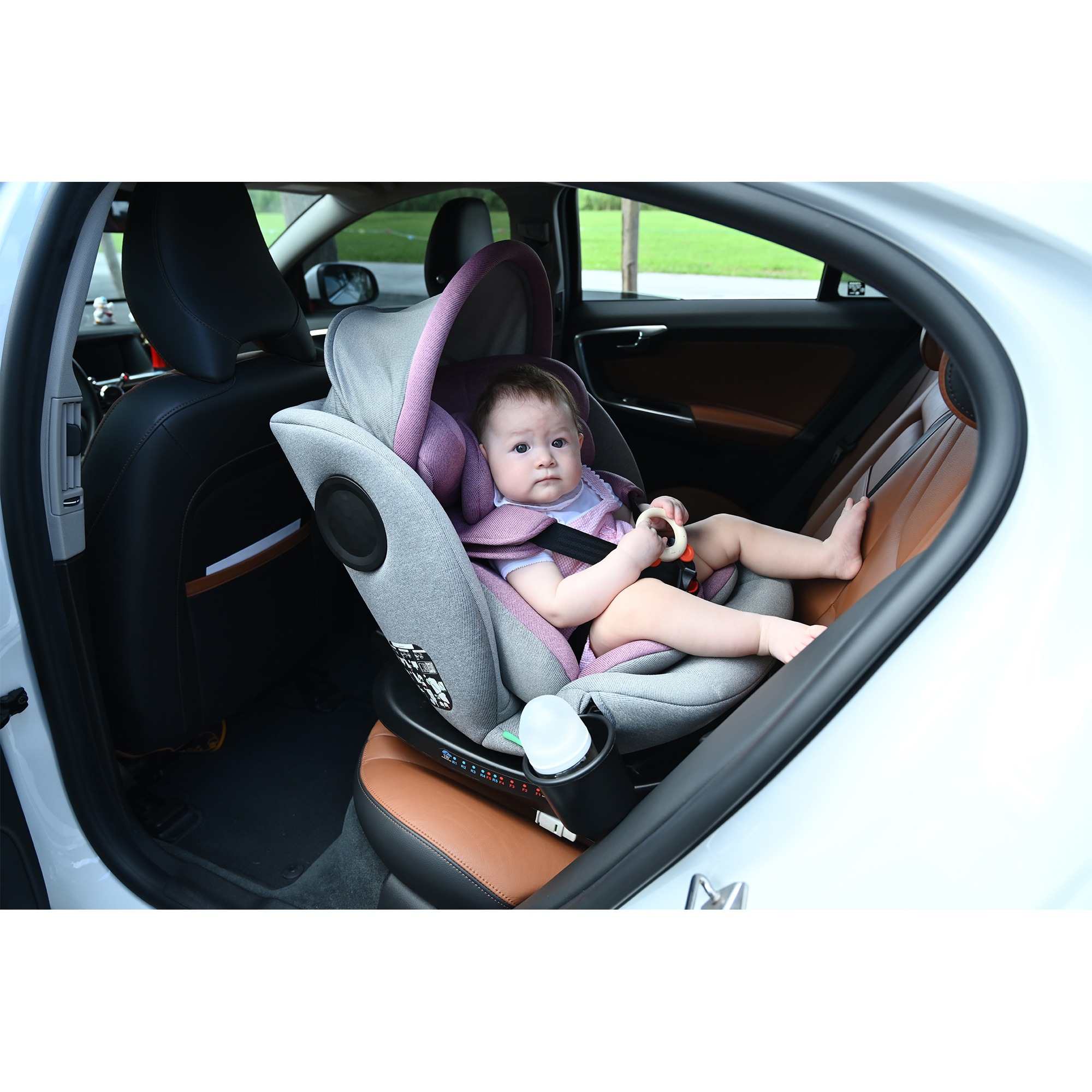 【国内出荷】【トップテザータイプ】チャイルドシート 新生児 ISOFIX 0歳～12歳 360度回転式 40～150cm ジュニアシート 調節可能 洗える キャノピー付き ベビーシート ドリンクホルダ