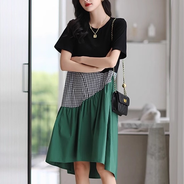 レディース ワンピース フレアスカート チュチュスカート ロングスカート ロング 半袖 ラウンドネック 襟なし ノーカラー セミフレア Aライン シック かわいい 大人可愛い シンプル ステッチ レディース ワンピース フレアスカート チュチュスカート ロングスカート ロング 半袖 ラウンドネック 襟なし ノーカラー セミフレア Aライン シック かわいい 大人可愛い シンプル ステッチ