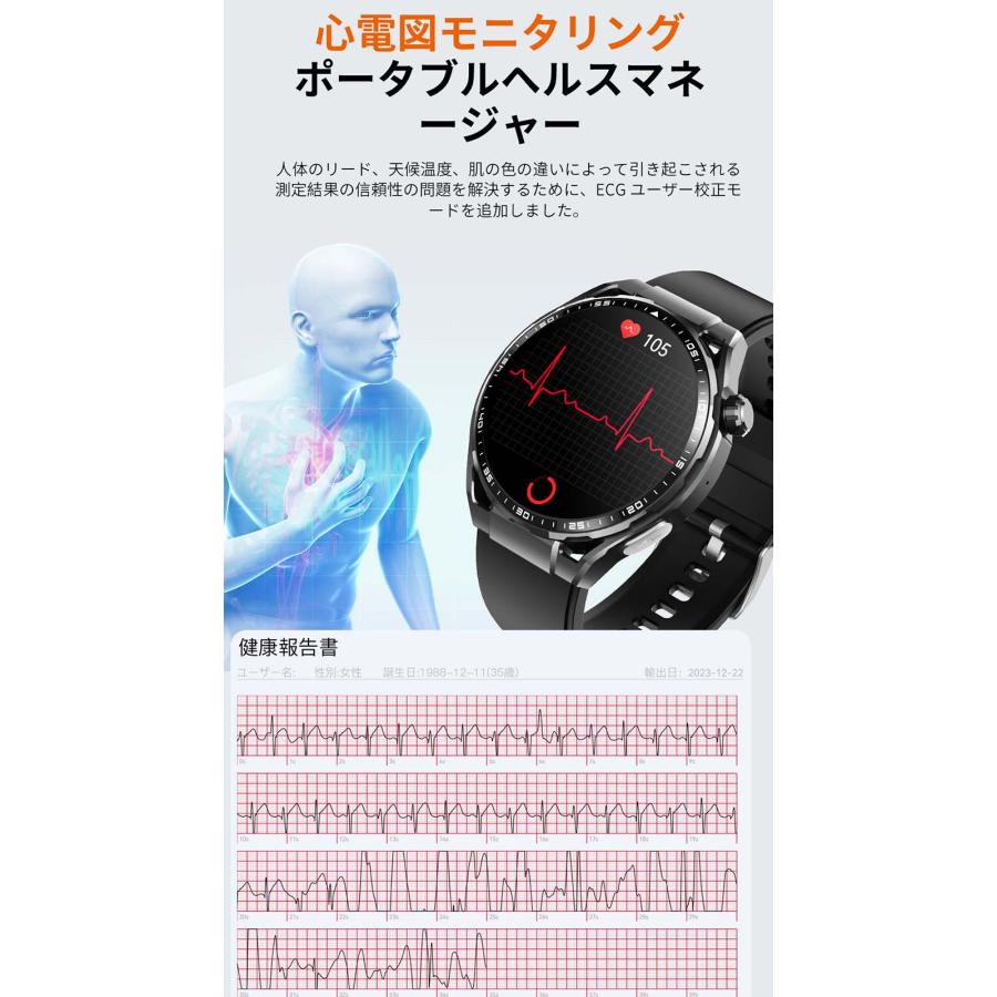 スマートウォッチ 血糖値 血圧測定 日本製センサー 心電図 血中酸素 睡眠検測 24時間健康管理 心拍数 呼吸率 体温 身体成分分析 歩数計 体脂肪率 多種認証済み