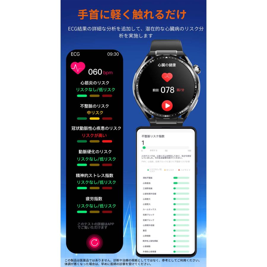 スマートウォッチ 血糖値 血圧測定 日本製センサー 心電図 血中酸素 睡眠検測 24時間健康管理 心拍数 呼吸率 体温 身体成分分析 歩数計 体脂肪率 多種認証済み