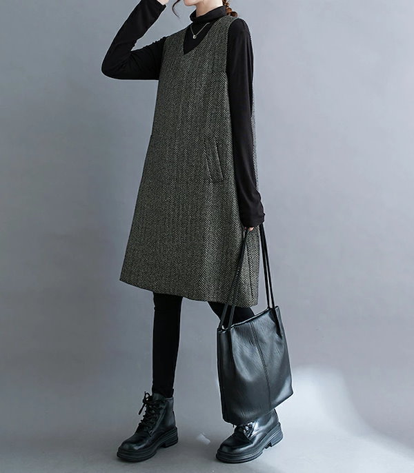 ETRE TOKYO　Vネックサロペットワンピース ジャンパースカート ウール │ ETRE TOKYO official online store(エトレトウキョウ) ETRE