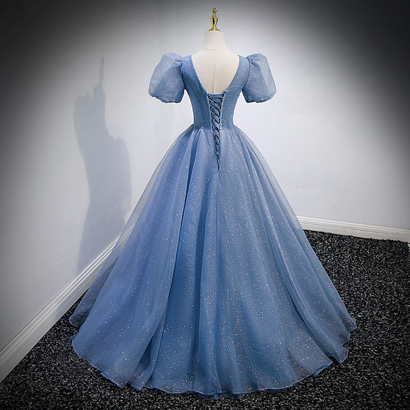 ブルー イブニングドレス 女性 2025 ホスト パフスリーブ パフドレス ブルー イブニングドレス 女性 2025 ホスト パフスリーブ パフドレス