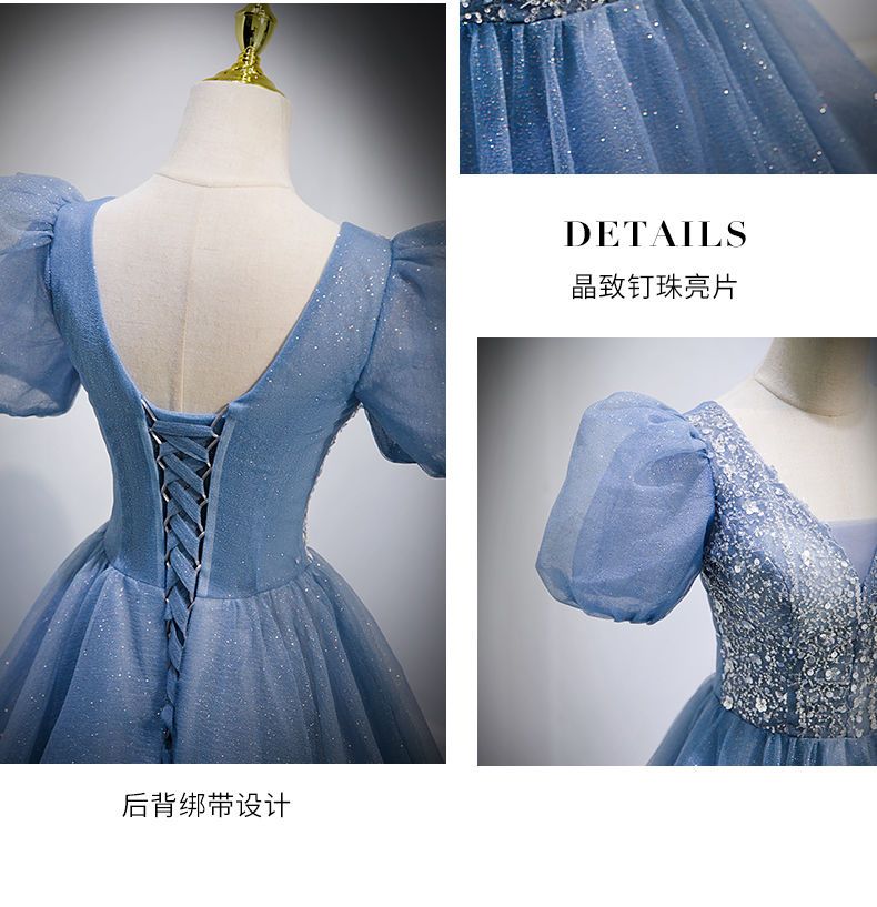 ブルー イブニングドレス 女性 2025 ホスト パフスリーブ パフドレス ブルー イブニングドレス 女性 2025 ホスト パフスリーブ パフドレス