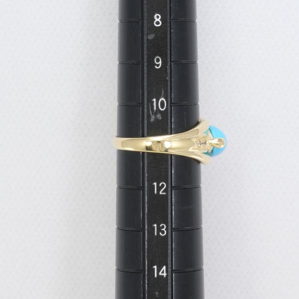 K18 18金 YG リング 指輪 11号 ターコイズ ダイヤ 0.04 ジュエリー 中古