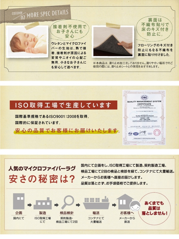 8色x4サイズから選べる ふんわりスムースタッチ マイクロファイバークッションラグ 130x190cm ナチュラルベージュ