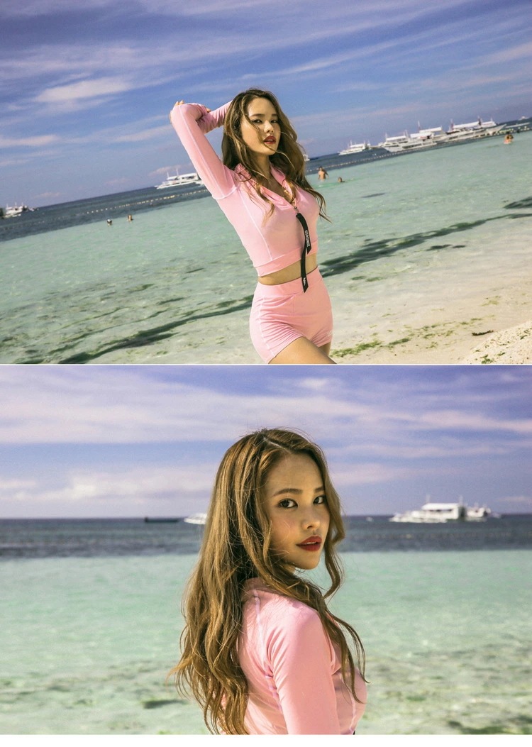 水着 レディース 上下セット 前開き 韓国風 スポーツ 長袖水着 サーフィン 海辺 ビーチ ラッシュガード 紫外線対策 日焼け対策 2色 バレンタイン 2023 プレゼント