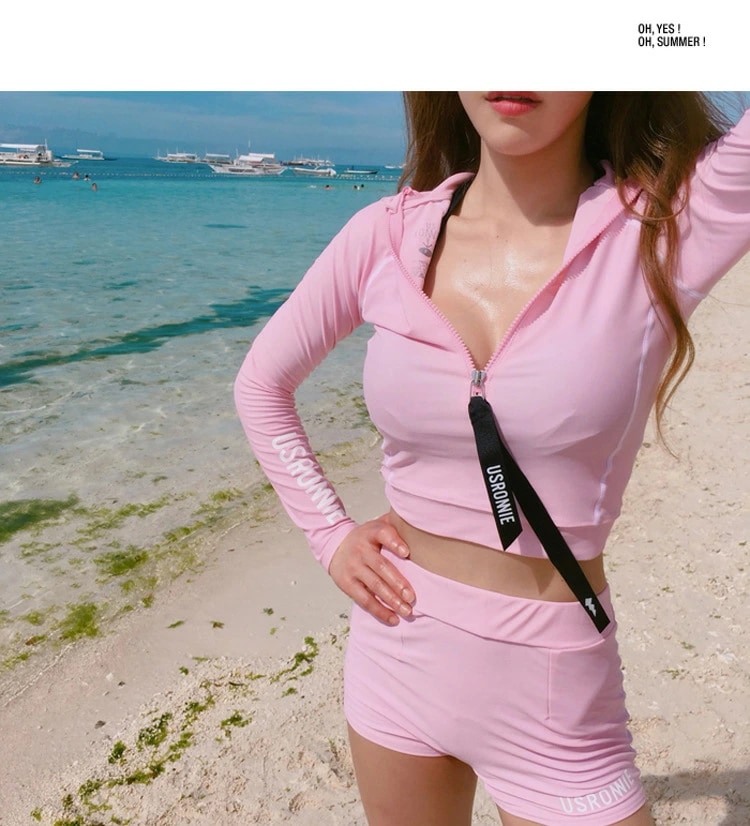 水着 レディース 上下セット 前開き 韓国風 スポーツ 長袖水着 サーフィン 海辺 ビーチ ラッシュガード 紫外線対策 日焼け対策 2色 バレンタイン 2023 プレゼント