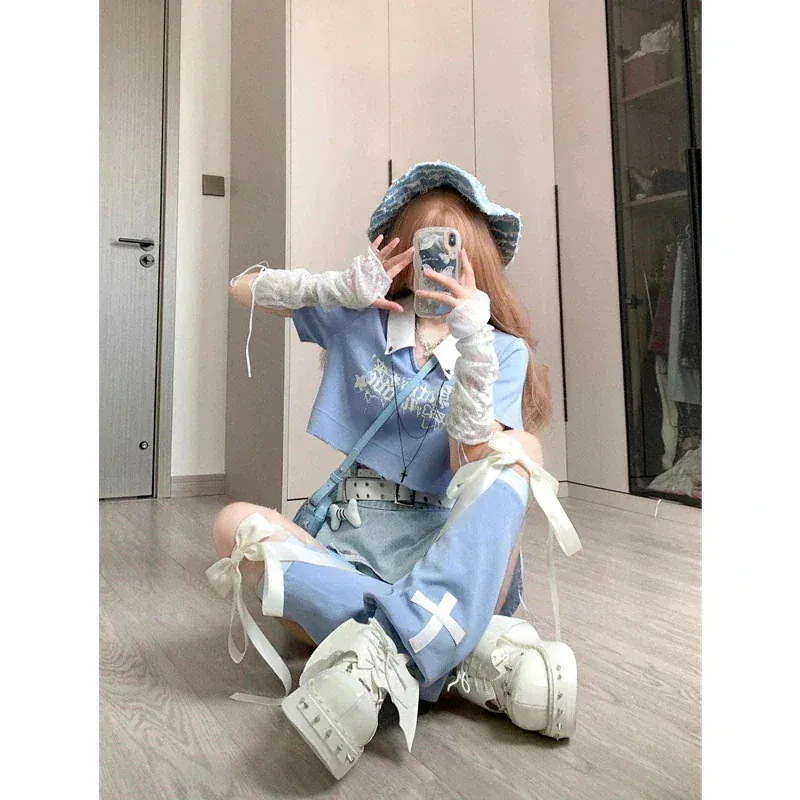 2025年新作店長おすすめ！ロリータ 二次元 ハロウイン 韓国ファッション ロリータ コスプレ 2024 可愛い ショット丈 トップス+スカート jk制服 4点セット 福袋