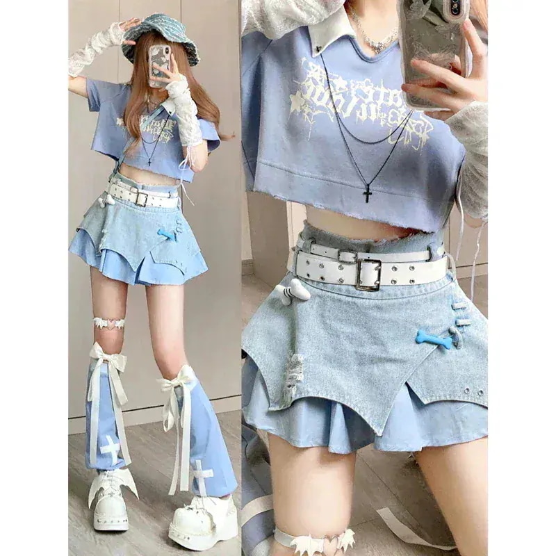 2025年新作店長おすすめ！ロリータ 二次元 ハロウイン 韓国ファッション ロリータ コスプレ 2024 可愛い ショット丈 トップス+スカート jk制服 4点セット 福袋