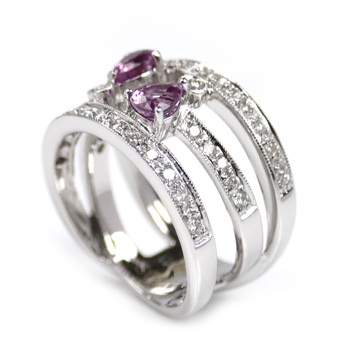 K18WG ホワイトゴールド リング・指輪 ピンクサファイア0.87ct ダイヤモンド0.53ct 11号 8.8g レディース 中古 K18WG ホワイトゴールド リング・指輪 ピンクサファイア0.87ct ダイヤモンド0.53ct 11号 8.8g レディース 中古