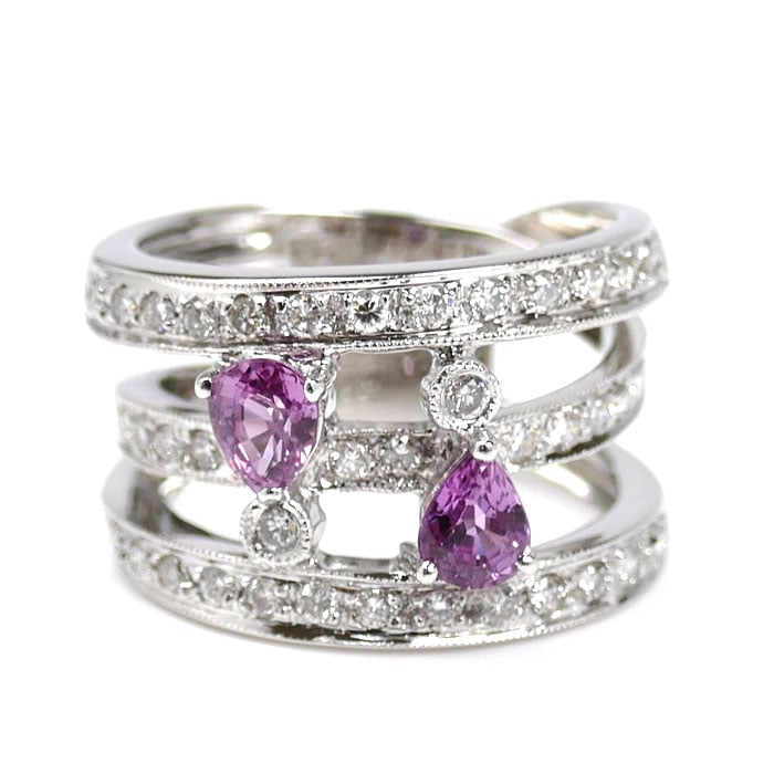 K18WG ホワイトゴールド リング・指輪 ピンクサファイア0.87ct ダイヤモンド0.53ct 11号 8.8g レディース 中古 K18WG ホワイトゴールド リング・指輪 ピンクサファイア0.87ct ダイヤモンド0.53ct 11号 8.8g レディース 中古