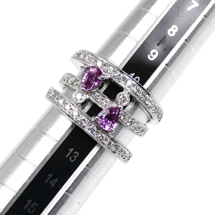 K18WG ホワイトゴールド リング・指輪 ピンクサファイア0.87ct ダイヤモンド0.53ct 11号 8.8g レディース 中古 K18WG ホワイトゴールド リング・指輪 ピンクサファイア0.87ct ダイヤモンド0.53ct 11号 8.8g レディース 中古