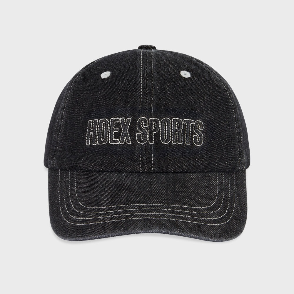 HDEX ウォッシュステッチデニムボールキャップ (ブラック)