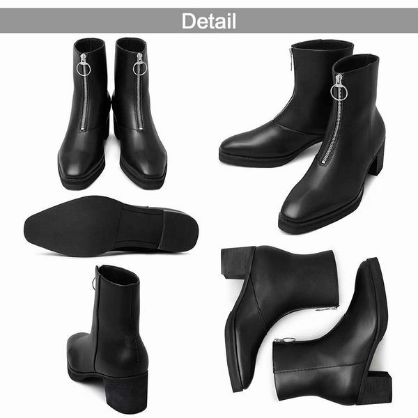 ブーツ メンズシューズ 紳士靴 メンズファッション 靴 ハイヒール メタルジップ ドレスブーツ