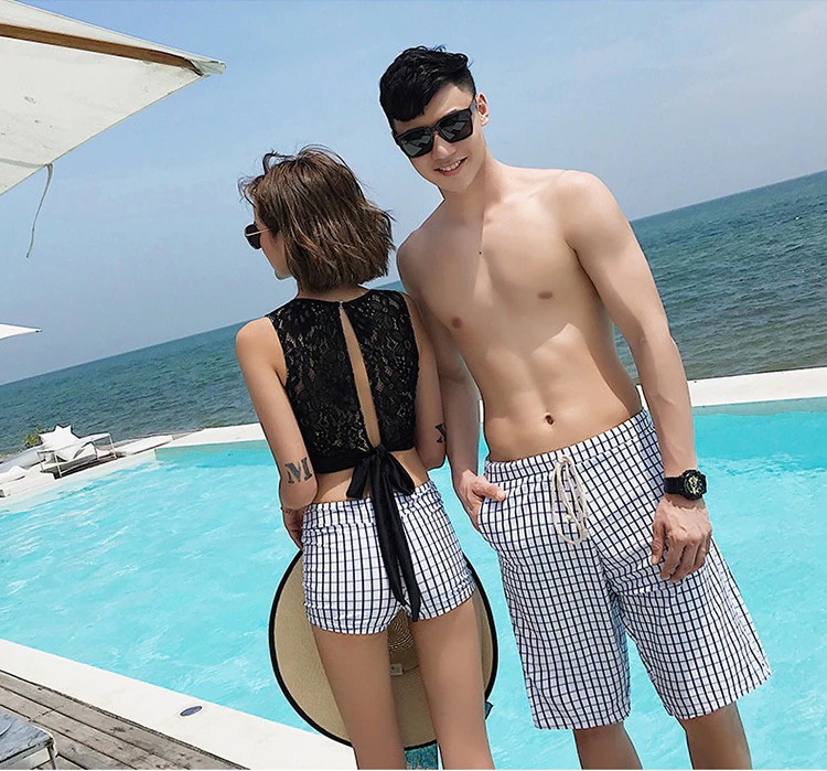 水着ペア ペアルック カップル水着 レディース 3点セット メンズ水着 男性用 ビーチパンツ サーフパンツ みずぎ ミズギ 男女 温泉 ハネムーン 蜜月 海外旅行 新婚旅行 夏
