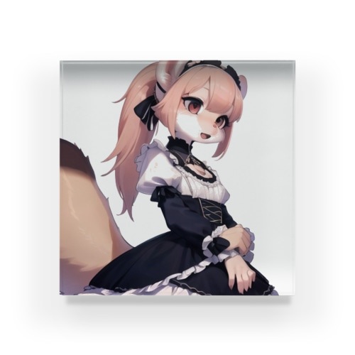 【文字入れ可能受注生産】フェレットの女の子 ミア アクリルブロック 【文字入れ可能受注生産】フェレットの女の子 ミア アクリルブロック