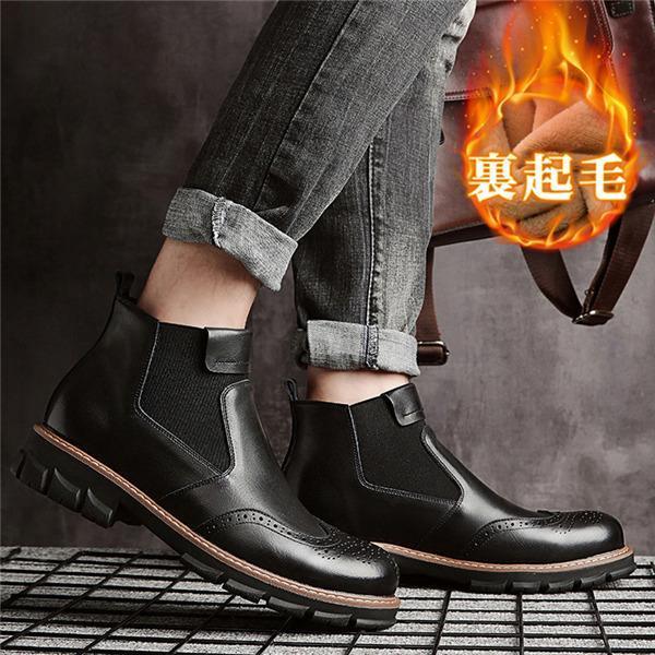ムートンブーツ ショートブーツ メンズ 本革 裏起毛 紳士靴 ワークブーツ 厚手 ビジネス スニーカー カジュアル 滑り止め 暖かい 冬物 快適