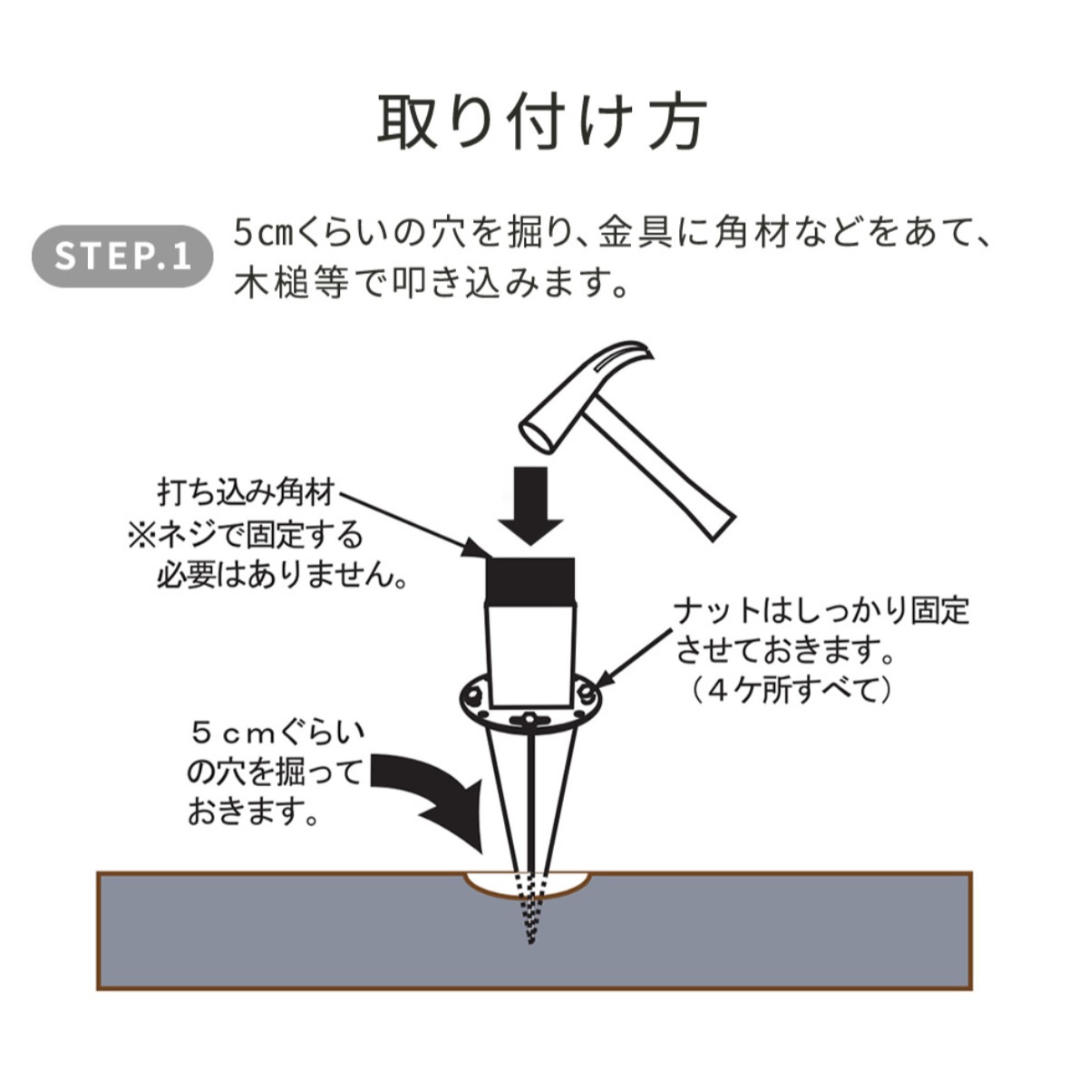 固定金具 支柱用 土中用 調整機能付き ラティス フェンス用 4個 部品 金具 固定 固定用 パーツ パーゴラ ガーデンアーチ用 ラティス フェンス用 調整 バルコニーアーチ ガーデニング