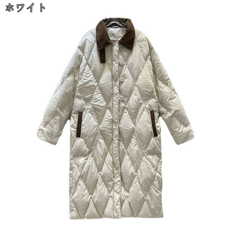 ロングコート レディース 冬 大きいサイズ ベンチコート キルティング コート ジャケット ダウンジャケット ダウンコート ポケット 着痩せ 無地 冬服 軽量 防寒 アウトドア 通勤 スタイリッシュ