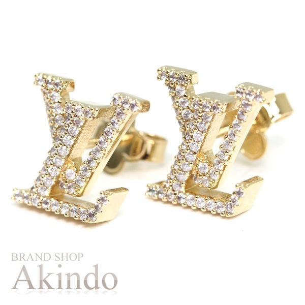 【新品同様】ルイヴィトン ピアス・LV アイコニック ストラス M00609 ゴールド ラインストーン レディース プレゼント LOUIS VUITTON ピアス アクセサリー ビトン ブランド ギフ