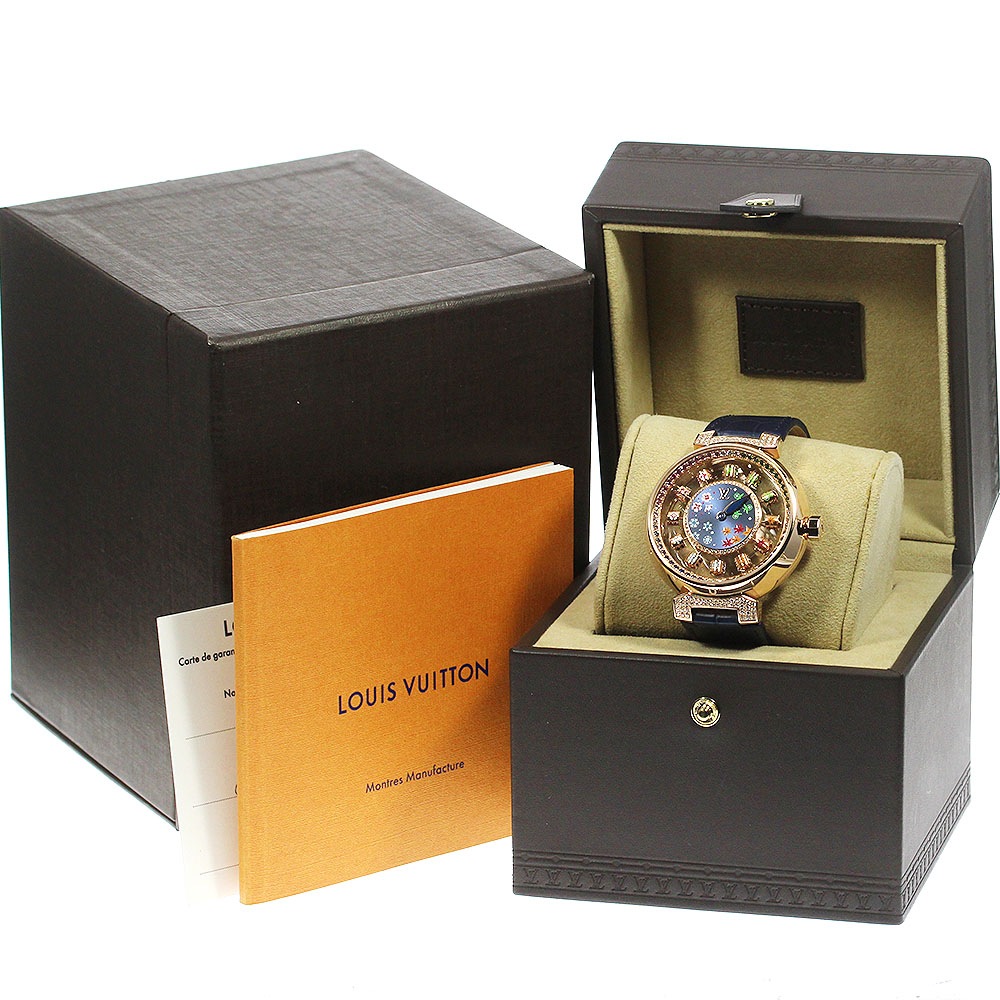 ルイヴィトン LOUIS VUITTON Q1BGIY スピンタイム レインボー ジャパンリミテッド K18PG 自動巻き メンズ 良品 箱保証書付き_796724【中古】