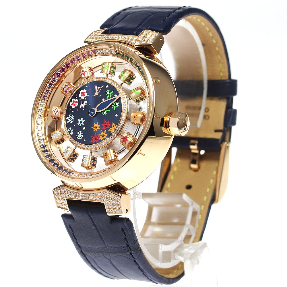 ルイヴィトン LOUIS VUITTON Q1BGIY スピンタイム レインボー ジャパンリミテッド K18PG 自動巻き メンズ 良品 箱保証書付き_796724【中古】