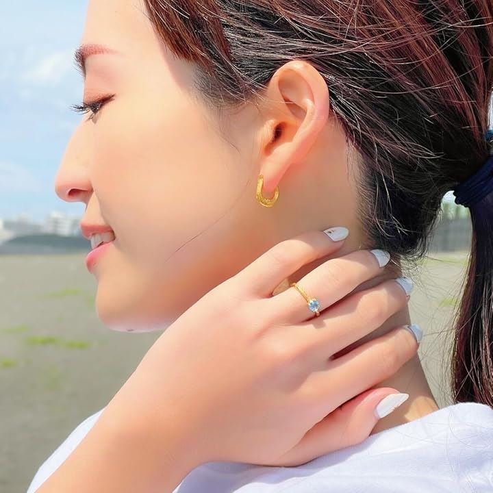 Piena ピエナサージカルステンレス316L製 天然石 フリーサイズ 一石 ハワイアンジュエリー リング レディース ブルートパーズ/ゴールド(ブルートパーズ / ゴールド) Piena ピエナサージカルステンレス316L製 天然石 フリーサイズ 一石 ハワイアンジュエリー リング レディース ブルートパーズ/ゴールド(ブルートパーズ / ゴールド)